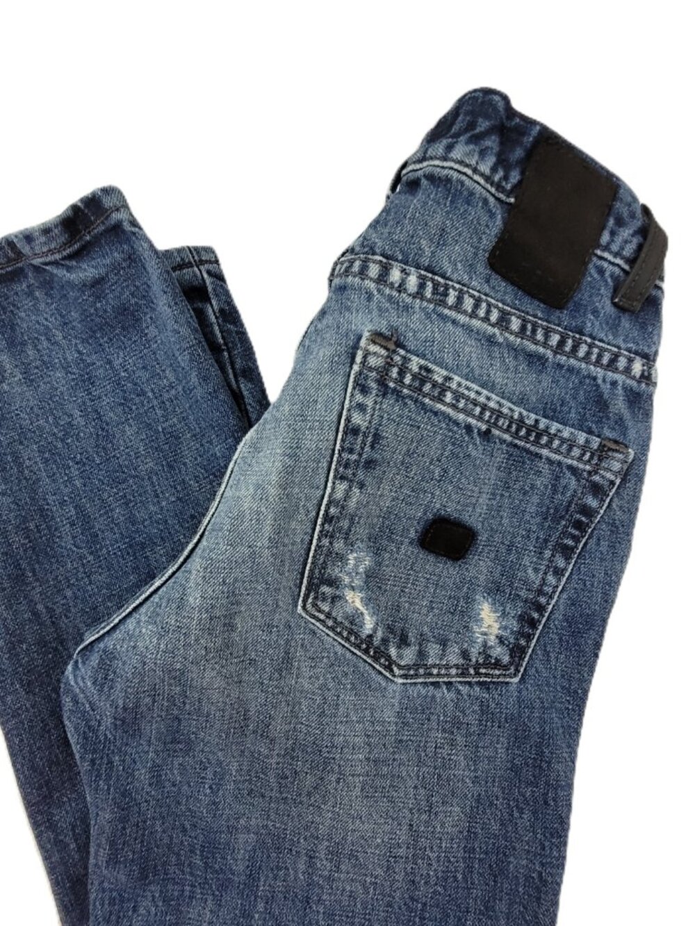 KREW Denim Jeans  25x27 Blue Distressed Stretch Ankle Button Fly KR3W